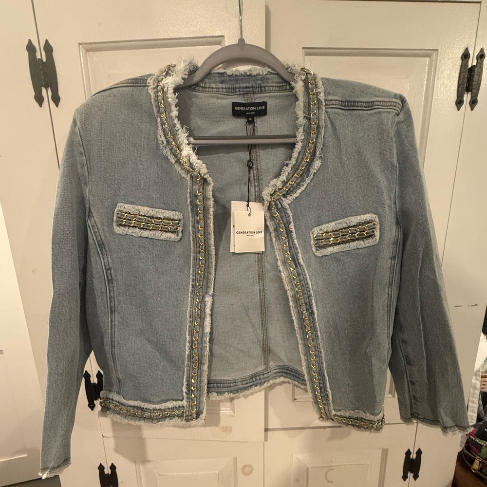 Generation Love Light Blue Jean Jacket with Gold Accents